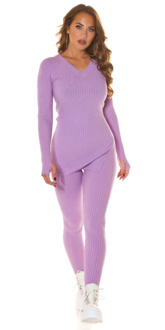 2piece gebreide-set / leggings & sweater-trui lilac